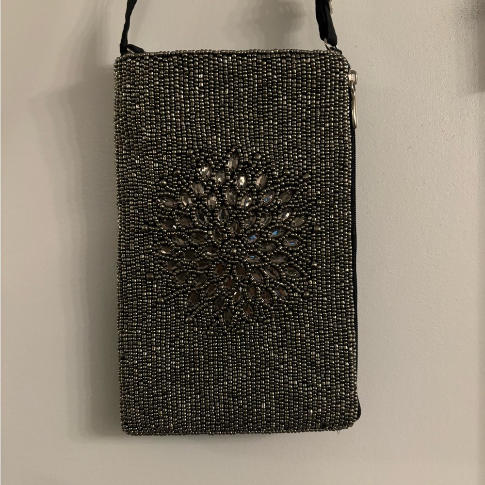 Chic Black Beaded Wristlet